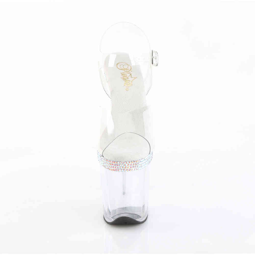 Pleaser - FLAMINGO808MLS Ankle strap sandal, Pole dance shoes - Off white/Transparent
